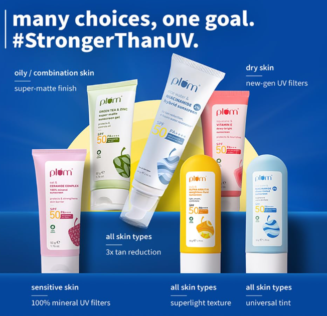 plum 2% niacinamide sunscreen spf 50 pa+++ with rice water | 4 hrs water resistance | 3x tan reduction & brightens | no white cast, lightweight, non sticky plum 2% niacinamide sunscreen spf 50 pa+++ with rice water | 4 hrs water resistance | 3x tan reduction & brightens | no white cast, lightweight, non sticky