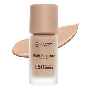 mars spf50 pa++++ high coverage foundation (40ml) | blemish free & blendable makeup | all skin type | in vivo tested with 5 star uva+uvb protection...